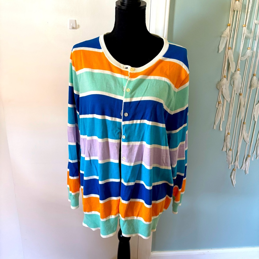 Lands End Button up Cardigan 2X